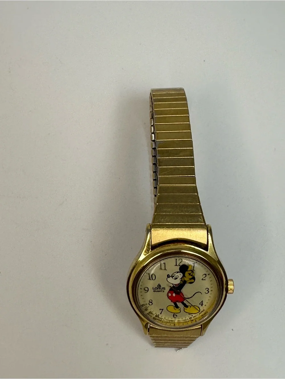 Lorus Gold Tone and Cream Mickey Mouse Quartz Watch
